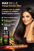 Champú Anticaída MAX BELLE  200ml – Más volumen, fuerza y crecimiento natural